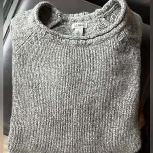 LL Bean Men's Bean's Classic Ragg Wool Sweater, Crewneck, Gray marl